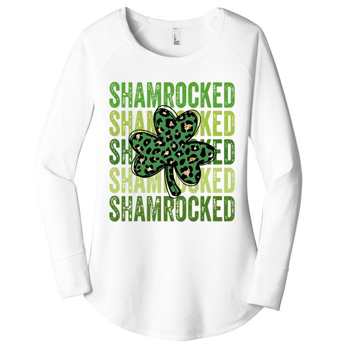 Shamrocked Womens St Patty's Cute St Paddy's Day Retro Irish Women's Perfect Tri Tunic Long Sleeve Shirt