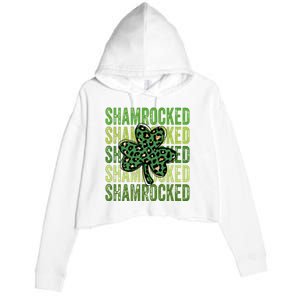 Shamrocked Womens St Patty's Cute St Paddy's Day Retro Irish Crop Fleece Hoodie