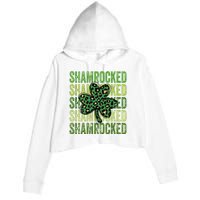 Shamrocked Womens St Patty's Cute St Paddy's Day Retro Irish Crop Fleece Hoodie