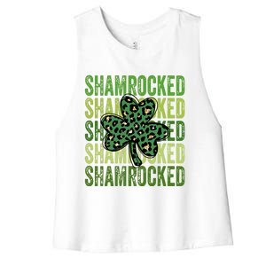 Shamrocked Womens St Patty's Cute St Paddy's Day Retro Irish Women's Racerback Cropped Tank