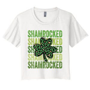 Shamrocked Womens St Patty's Cute St Paddy's Day Retro Irish Women's Crop Top Tee