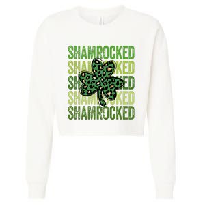 Shamrocked Womens St Patty's Cute St Paddy's Day Retro Irish Cropped Pullover Crew