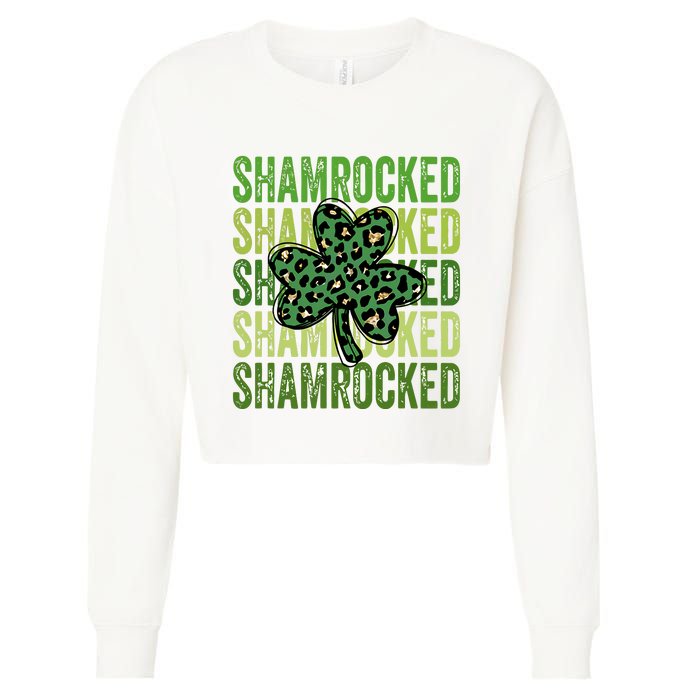 Shamrocked Womens St Patty's Cute St Paddy's Day Retro Irish Cropped Pullover Crew