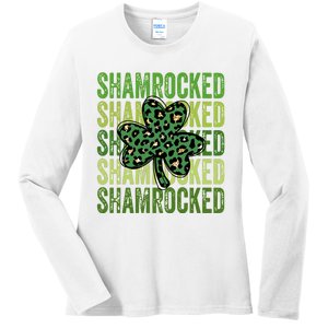 Shamrocked Womens St Patty's Cute St Paddy's Day Retro Irish Ladies Long Sleeve Shirt