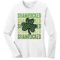 Shamrocked Womens St Patty's Cute St Paddy's Day Retro Irish Ladies Long Sleeve Shirt