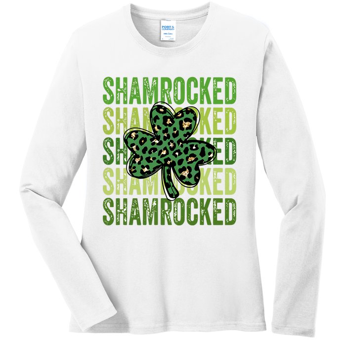 Shamrocked Womens St Patty's Cute St Paddy's Day Retro Irish Ladies Long Sleeve Shirt