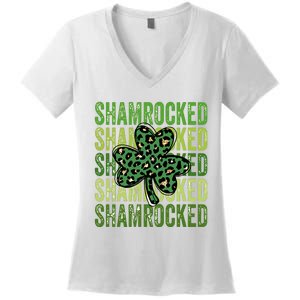 Shamrocked Womens St Patty's Cute St Paddy's Day Retro Irish Women's V-Neck T-Shirt