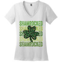 Shamrocked Womens St Patty's Cute St Paddy's Day Retro Irish Women's V-Neck T-Shirt