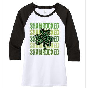 Shamrocked Womens St Patty's Cute St Paddy's Day Retro Irish Women's Tri-Blend 3/4-Sleeve Raglan Shirt