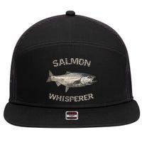 Salmon Whisperer Salmon Fishing 7 Panel Mesh Trucker Snapback Hat