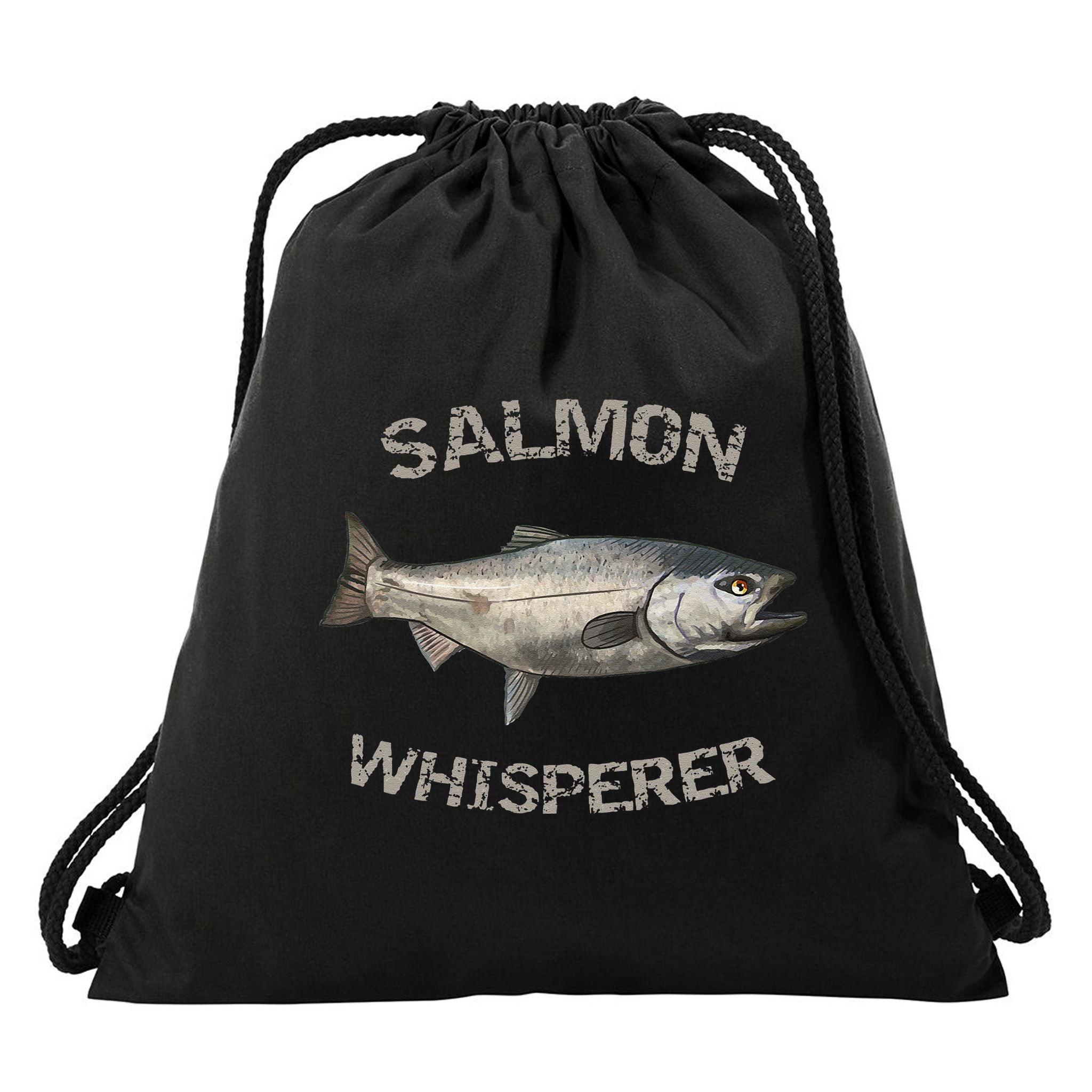 Salmon Whisperer Salmon Fishing Drawstring Bag