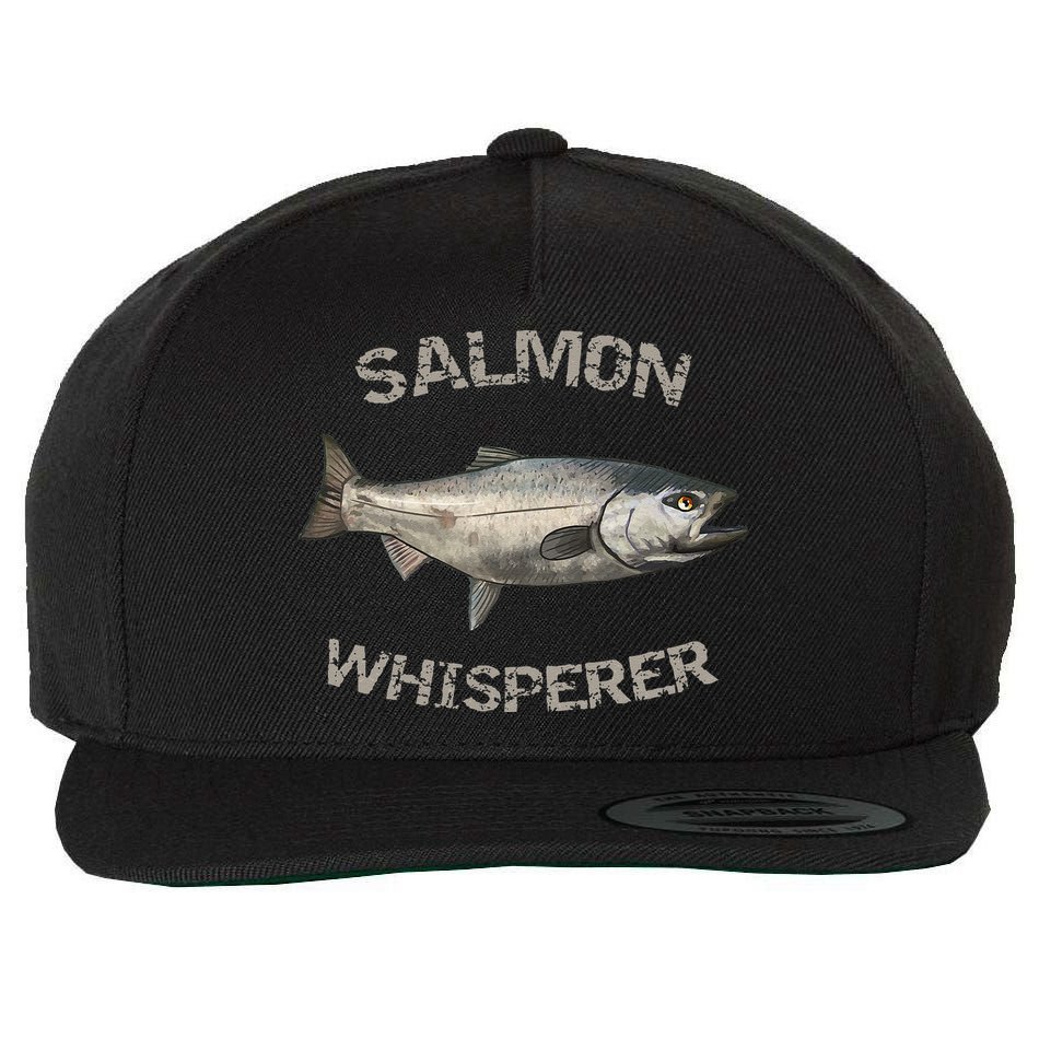 Salmon Whisperer Salmon Fishing Wool Snapback Cap