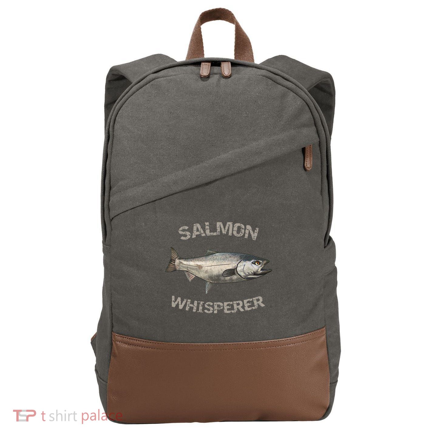 Salmon Whisperer Salmon Fishing Cotton Canvas Backpack