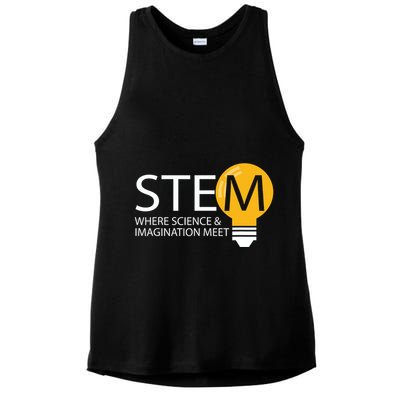 Stem Where Science & Imagination Meet Funny Ladies PosiCharge Tri-Blend Wicking Tank