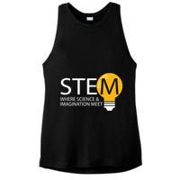 Stem Where Science & Imagination Meet Funny Ladies PosiCharge Tri-Blend Wicking Tank