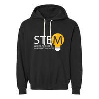 Stem Where Science & Imagination Meet Funny Garment-Dyed Fleece Hoodie