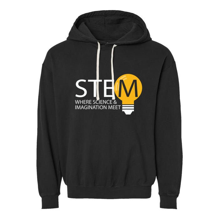 Stem Where Science & Imagination Meet Funny Garment-Dyed Fleece Hoodie