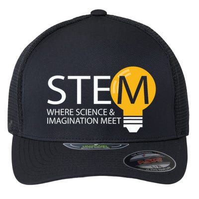 Stem Where Science & Imagination Meet Funny Flexfit Unipanel Trucker Cap