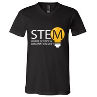 Stem Where Science & Imagination Meet Funny V-Neck T-Shirt