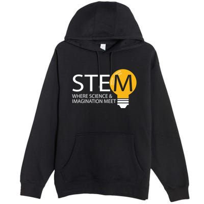 Stem Where Science & Imagination Meet Funny Premium Pullover Hoodie