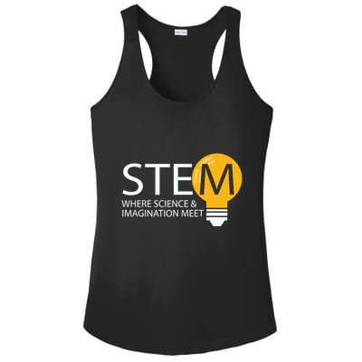 Stem Where Science & Imagination Meet Funny Ladies PosiCharge Competitor Racerback Tank