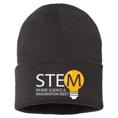 Stem Where Science & Imagination Meet Funny Sustainable Knit Beanie