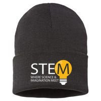 Stem Where Science & Imagination Meet Funny Sustainable Knit Beanie