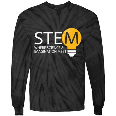 Stem Where Science & Imagination Meet Funny Tie-Dye Long Sleeve Shirt