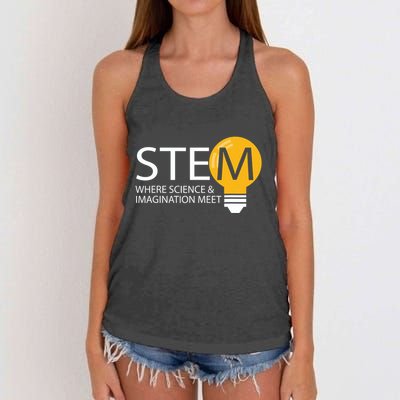 Stem Where Science & Imagination Meet Funny Women's Knotted Racerback Tank