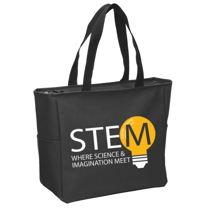 Stem Where Science & Imagination Meet Funny Zip Tote Bag