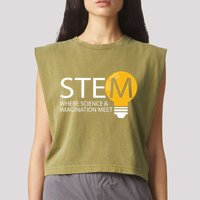 Stem Where Science & Imagination Meet Funny Garment-Dyed Women's Muscle Tee