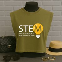 Stem Where Science & Imagination Meet Funny Garment-Dyed Women's Muscle Tee