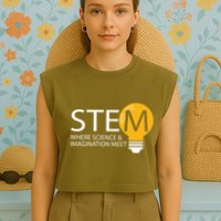 Stem Where Science & Imagination Meet Funny Garment-Dyed Women's Muscle Tee