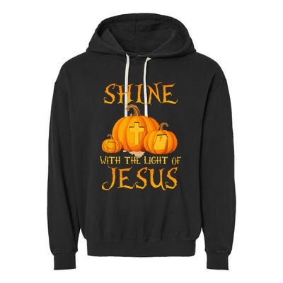 Shine With The Light Of Jesus Christian Halloween Pumpkin Garment-Dyed Fleece Hoodie