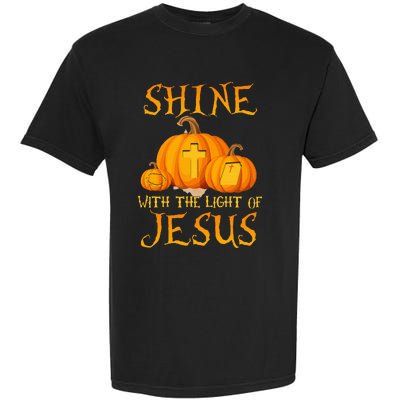 Shine With The Light Of Jesus Christian Halloween Pumpkin Garment-Dyed Heavyweight T-Shirt