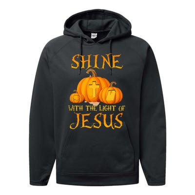 Shine With The Light Of Jesus Christian Halloween Pumpkin Performance Fleece Hoodie