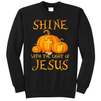 Shine With The Light Of Jesus Christian Halloween Pumpkin Sweatshirt