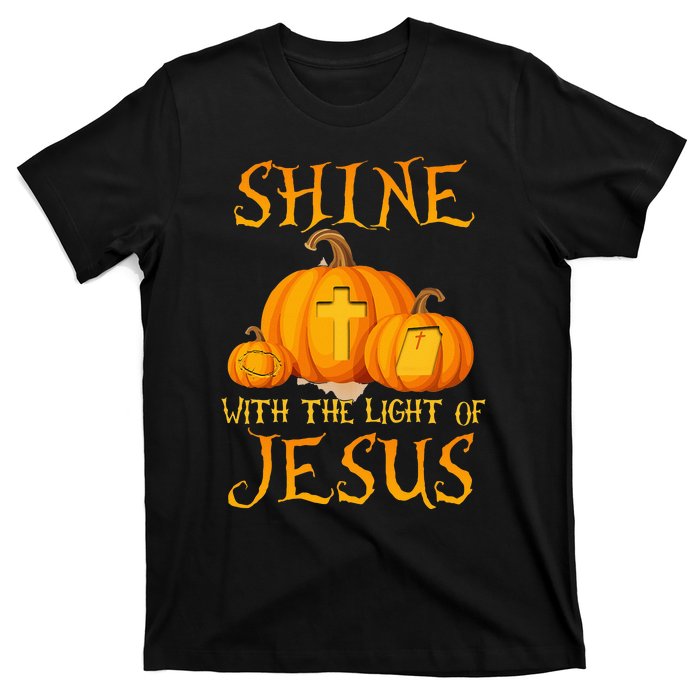 Shine With The Light Of Jesus Christian Halloween Pumpkin T-Shirt