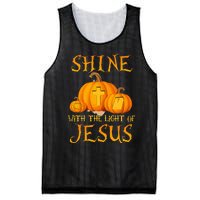 Shine With The Light Of Jesus Christian Halloween Pumpkin Mesh Reversible Basketball Jersey Tank