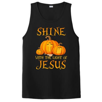 Shine With The Light Of Jesus Christian Halloween Pumpkin PosiCharge Competitor Tank