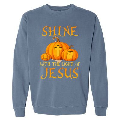 Shine With The Light Of Jesus Christian Halloween Pumpkin Garment-Dyed Sweatshirt