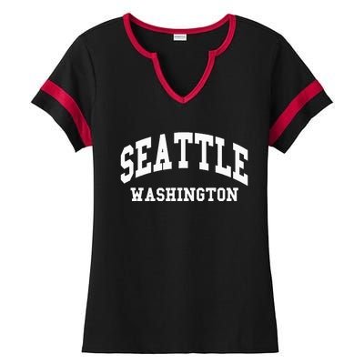 Seattle Washington Throwback Design Classic Ladies Halftime Notch Neck Tee