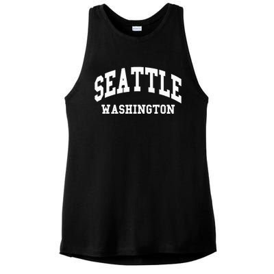 Seattle Washington Throwback Design Classic Ladies PosiCharge Tri-Blend Wicking Tank