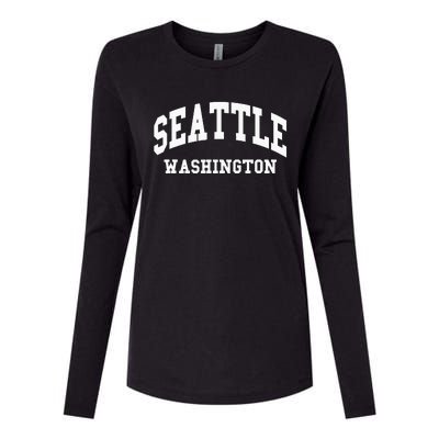 Seattle Washington Throwback Design Classic Womens Cotton Relaxed Long Sleeve T-Shirt