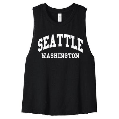 Seattle Washington Throwback Design Classic Women's Racerback Cropped Tank