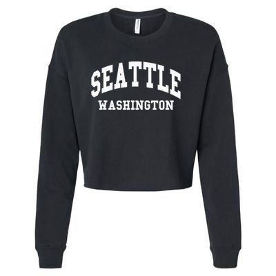 Seattle Washington Throwback Design Classic Cropped Pullover Crew