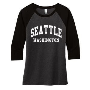 Seattle Washington Throwback Design Classic Women's Tri-Blend 3/4-Sleeve Raglan Shirt