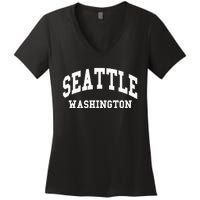 Seattle Washington Throwback Design Classic Women's V-Neck T-Shirt