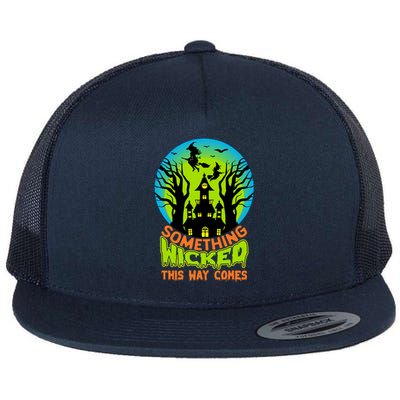 Something Wicked This Way Comes Halloween Night Flat Bill Trucker Hat