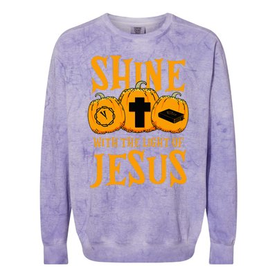 Shine With The Light Of Jesus Halloween Costume Christian Colorblast Crewneck Sweatshirt